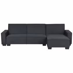 Corner Sofa Bed ROMEDAL Fabric Graphite Grey 3 Seater Left Hand