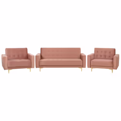 Living Room Set ABERDEEN Velvet Pink 5 Seater