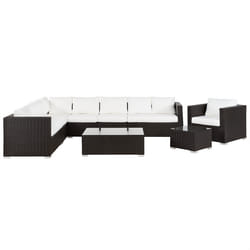 Garden Lounge Set with Table 8 Seater XXL Right Hand Modular PE Rattan Dark Brown