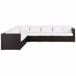 Garden Lounge Set with Table 8 Seater XXL Right Hand Modular PE Rattan Dark Brown