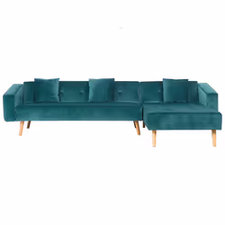 Corner Sofa Bed VADSO Velvet Emerald Green 4 Seater Left Hand