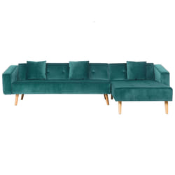 Corner Sofa Bed VADSO Velvet Emerald Green 4 Seater Left Hand