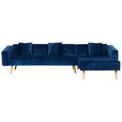 Corner Sofa Bed VADSO Velvet Navy Blue 4 Seater Left Hand