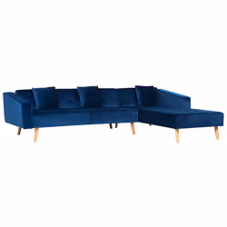 Corner Sofa Bed VADSO Velvet Navy Blue 4 Seater Left Hand