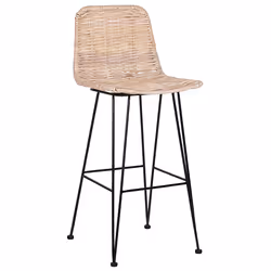 Set of 2 Bar Chairs CASSITA Rattan Natural
