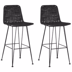 Set of 2 Bar Chairs CASSITA Rattan Black