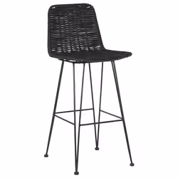 Set of 2 Bar Chairs CASSITA Rattan Black