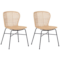 Set of 2 Dining Chairs ELFROS Rattan Natural
