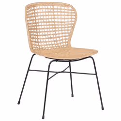 Set of 2 Dining Chairs ELFROS Rattan Natural