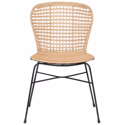 Set of 2 Dining Chairs ELFROS Rattan Natural