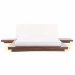 Bed with LED ZEN 160 x 200 cm (EU King Size) Brown Ash Wood