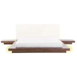 Bed with LED ZEN 160 x 200 cm (EU King Size) Brown Ash Wood