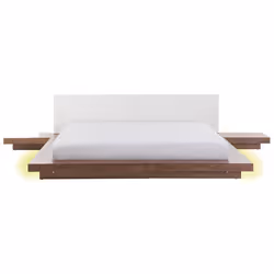 Bed with LED ZEN 180 x 200 cm (EU Super King) Brown Ash Wood