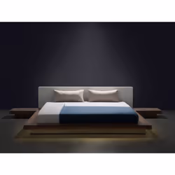 Bed with LED ZEN 180 x 200 cm (EU Super King) Brown Ash Wood