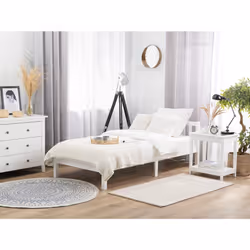 Wooden EU Single Size Bed White FLORAC