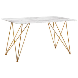 Dining Table KENTON White Marble 140 cm 80 cm Tempered Glass