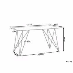 Dining Table KENTON White Marble 140 cm 80 cm Tempered Glass