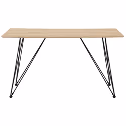 Dining Table 140 x 80 cm Light Wood with Black KENTON