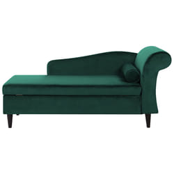 Right Hand Chaise Lounge LUIRO Velvet Dark Green with Storage
