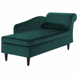 Right Hand Chaise Lounge LUIRO Velvet Dark Green with Storage