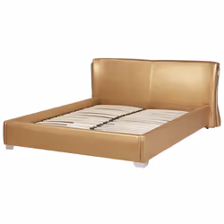 Bed with LED Leather PARIS 180 x 200 cm (EU Super King) LED Gold