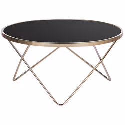 Coffee Table MERIDIAN Tempered Glass Black/ Gold