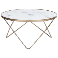 Coffee Table MERIDIAN Tempered Glass Marble/ Gold