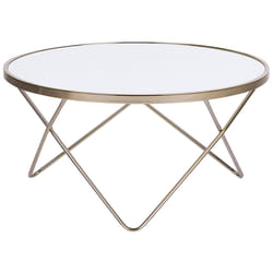 Coffee Table MERIDIAN Tempered Glass White/ Gold