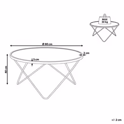 Coffee Table MERIDIAN Tempered Glass White/ Gold