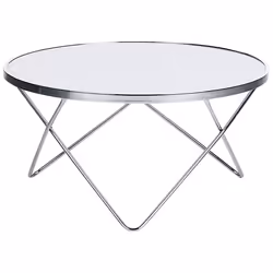Coffee Table MERIDIAN Tempered Glass White/ Silver