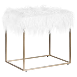 Footstool MANHATTAN Faux Fur White