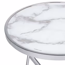 Side Table MERIDIAN Tempered Glass Marble/ Silver