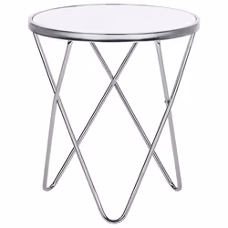 Side Table MERIDIAN Tempered Glass Silver