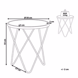 Side Table MERIDIAN Tempered Glass Marble/ Gold