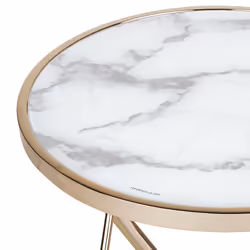 Side Table MERIDIAN Tempered Glass Marble/ Gold
