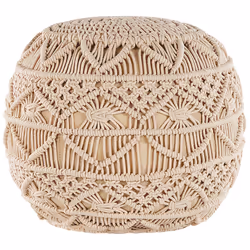 Pouffe MacramÃ© KAYSERI Cotton Beige 40 cm 40 cm 40 cm