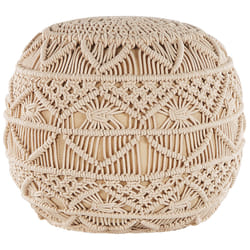 Pouffe MacramÃ© KAYSERI Cotton Beige 40 cm 40 cm 40 cm