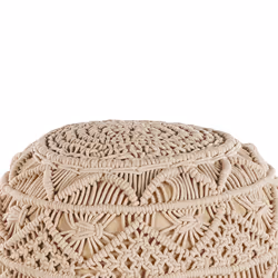 Pouffe MacramÃ© KAYSERI Cotton Beige 40 cm 40 cm 40 cm