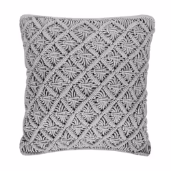 Cotton MacramÃ© Cushion 45 x 40 cm Grey KIZKALESI