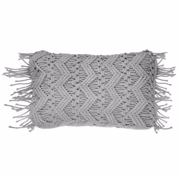 Throw Cushion KIRIKKALE Cotton 30 x 45 cm Grey Geometric Pattern