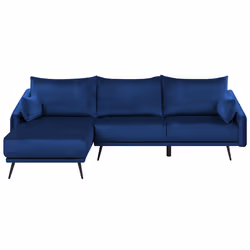 Corner Sofa VARDE Velvet Navy Blue 3 Seater Right Hand