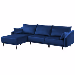 Corner Sofa VARDE Velvet Navy Blue 3 Seater Right Hand