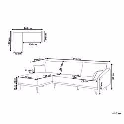 Corner Sofa VARDE Velvet Grey 3 Seater Right Hand