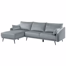 Corner Sofa VARDE Velvet Grey 3 Seater Right Hand