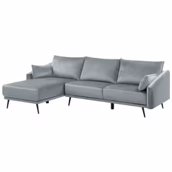 Corner Sofa VARDE Velvet Grey LED 3 Seater Right Hand