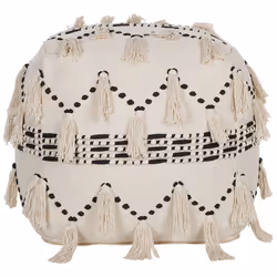 Cotton Pouffe 50 x 50 cm Beige with Black THONDI