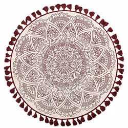 Round Area Rug Mandala Pattern Ã¸ 120 cm Cream and Red AYAKLI
