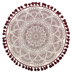 Round Area Rug Mandala Pattern Ã¸ 120 cm Cream and Red AYAKLI