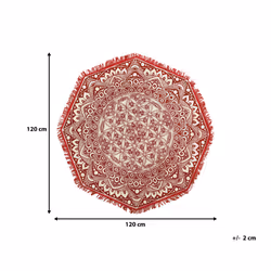 Round Area Rug Mandala Pattern Ã¸ 120 cm Red and Cream MEZITILI - Additional view 4