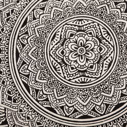 Round Area Rug Mandala Pattern Ã¸ 120 cm Black and Cream HIZAN